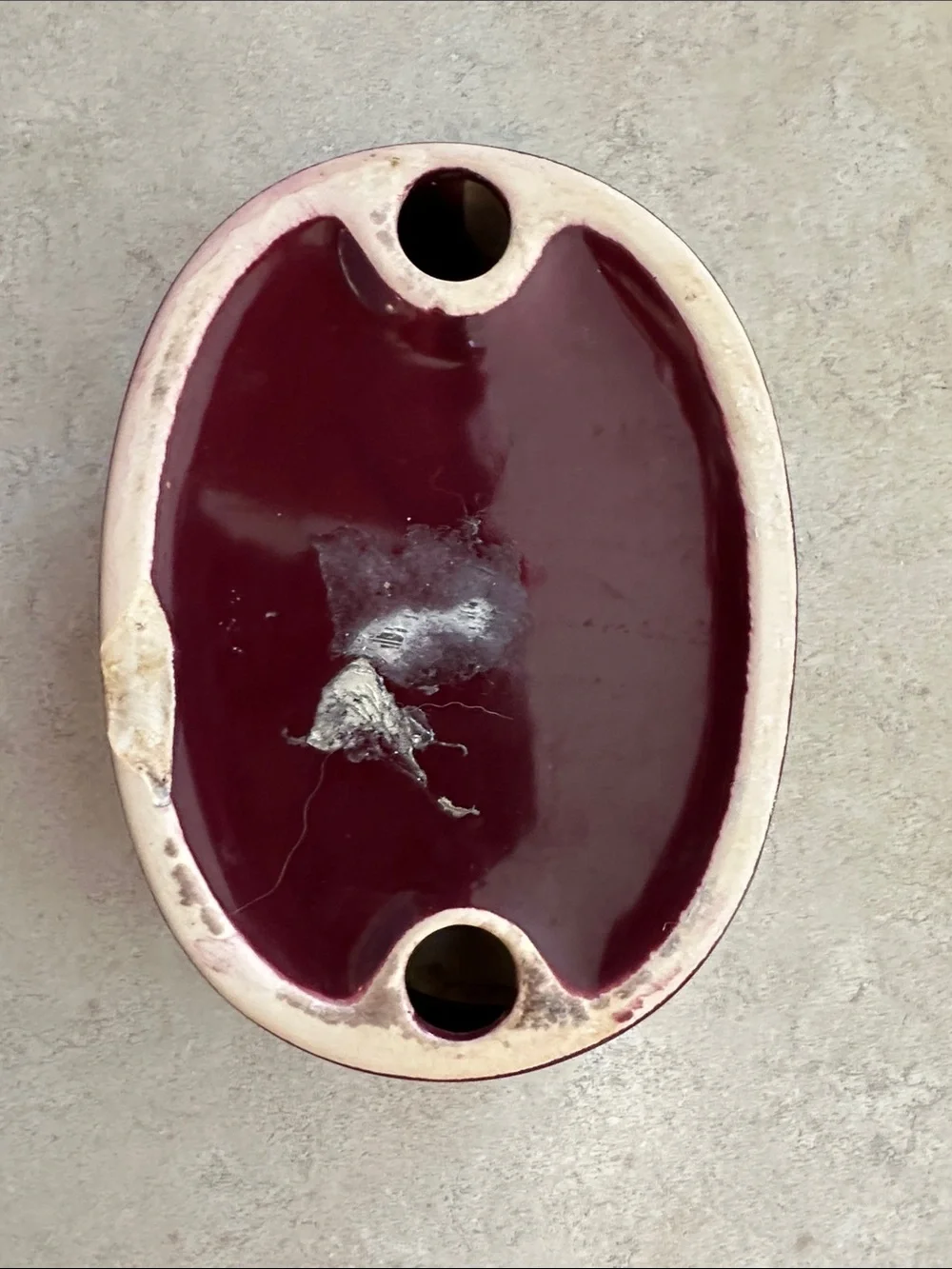 Glossy Oval Ceramic Soap dish in Deep Burgundy